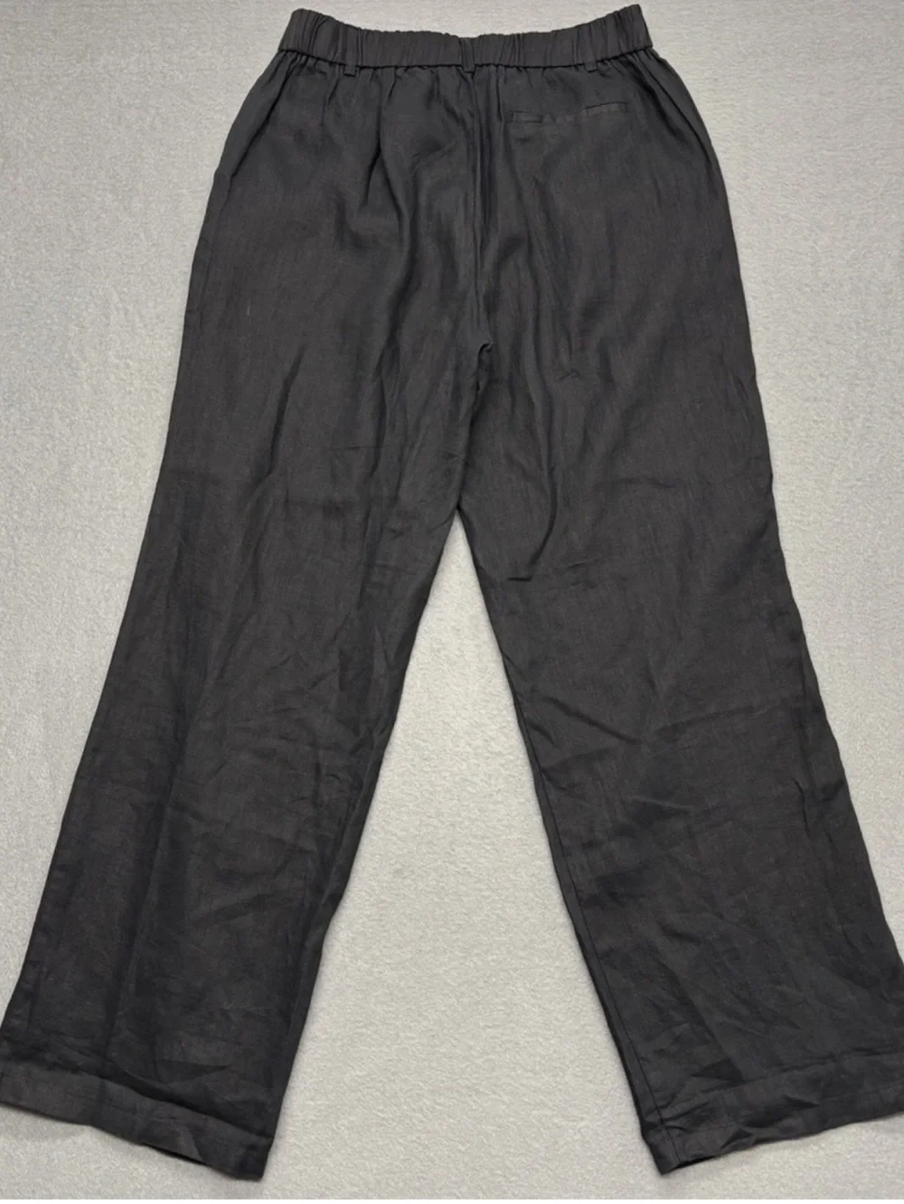 Quince 100% European Linen Pleated Trouser in Black Size 8
